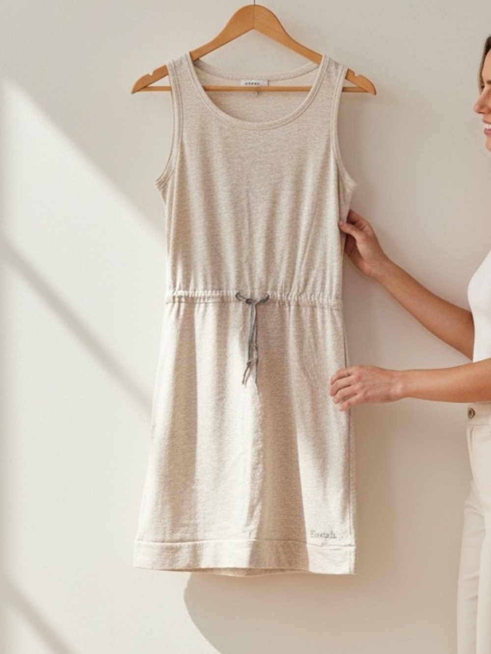 Bench Grey Heather Sleeveless Tank Dress Drawstring Waist Size M